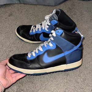 NIKE North SB Dunk 2009 Blue Black Logo High Top Skate Shoes Sneakers Mens 11.5